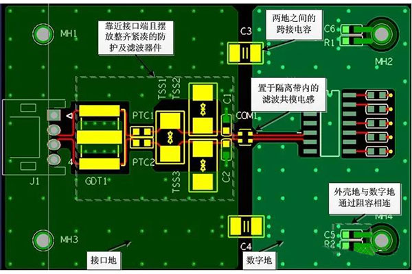 RS485接口滤波及防护电路布局